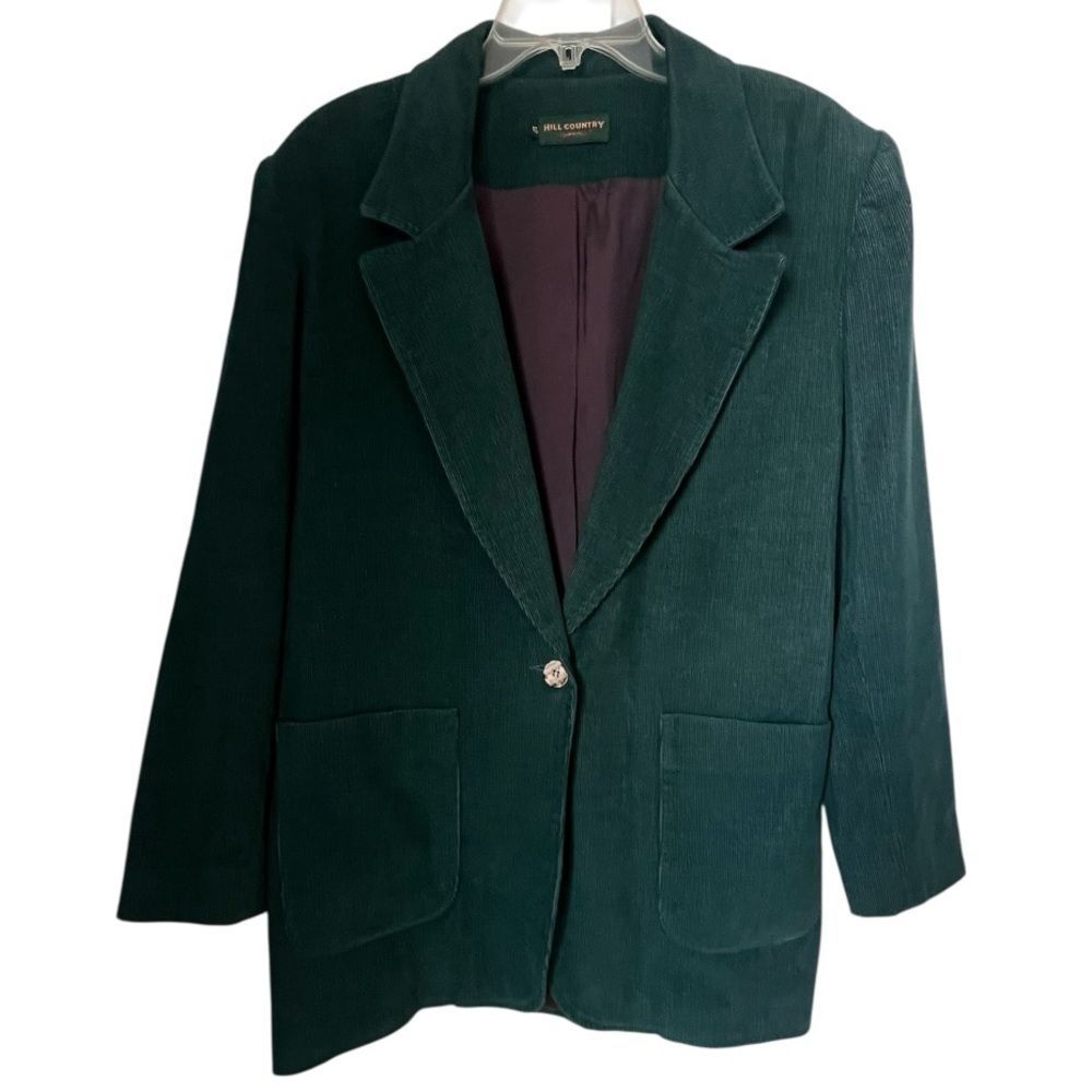 Vintage Hill Country Green Corduroy Classic Timeless Fall Jacket Blazer Sz 12